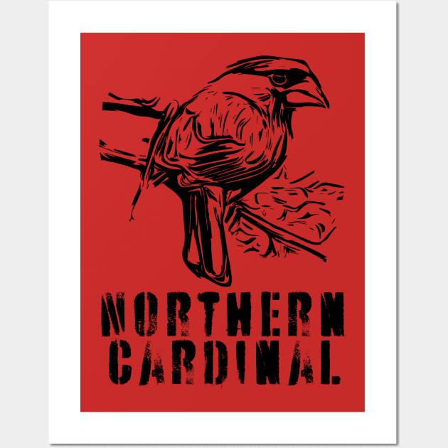 Northern Cardinal BW Wall Art by Ripples of Time